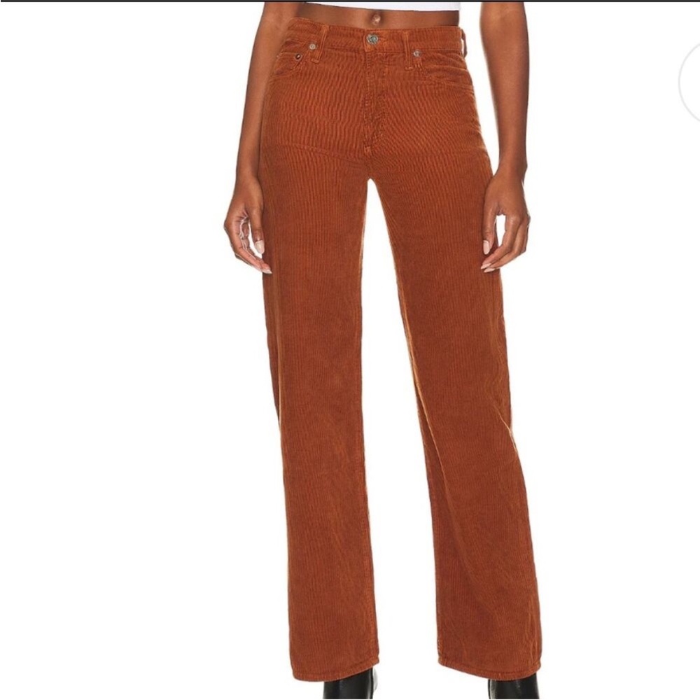 Agolde Harper Mid Rise Wide Straight Jean in Saddle Corduroy